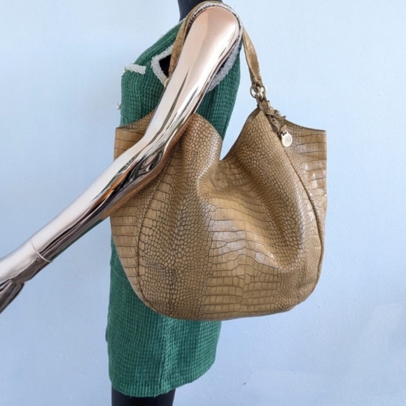 🍍Brahmin Camel Croc-Embossed TanHobo Bag - Picture 11 of 11